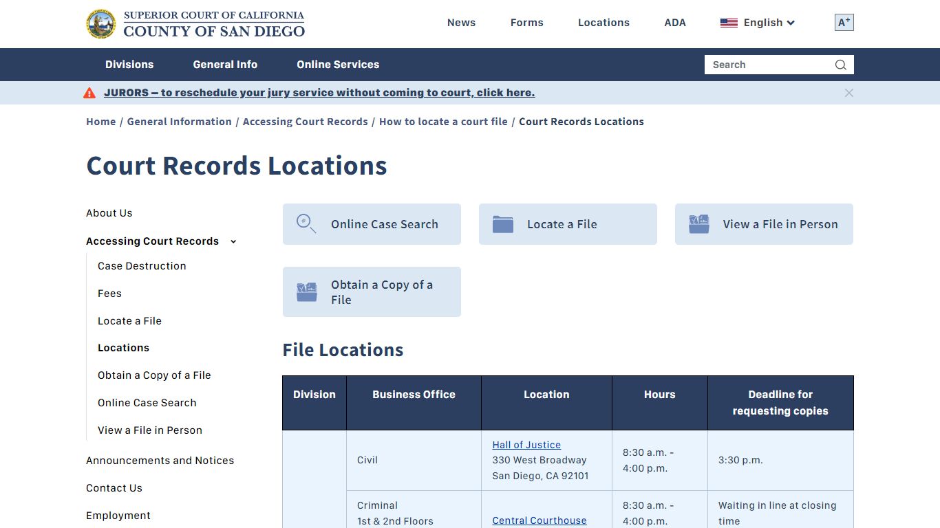 Court Records Locations | Superior Court of California - County of San ...